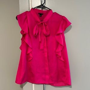 Hot pink Anna Taylor ruffle blouse size medium
